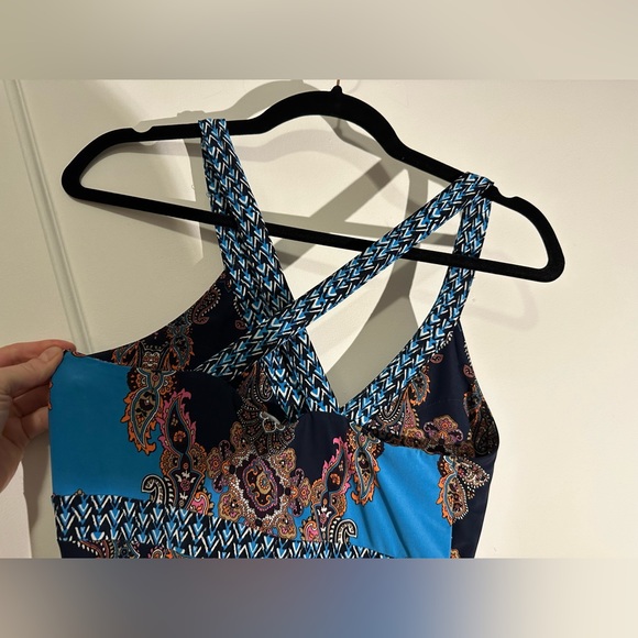 I.N.C. International Concepts Blue / multicolor handkerchief dress - Size SP - Picture 12 of 13